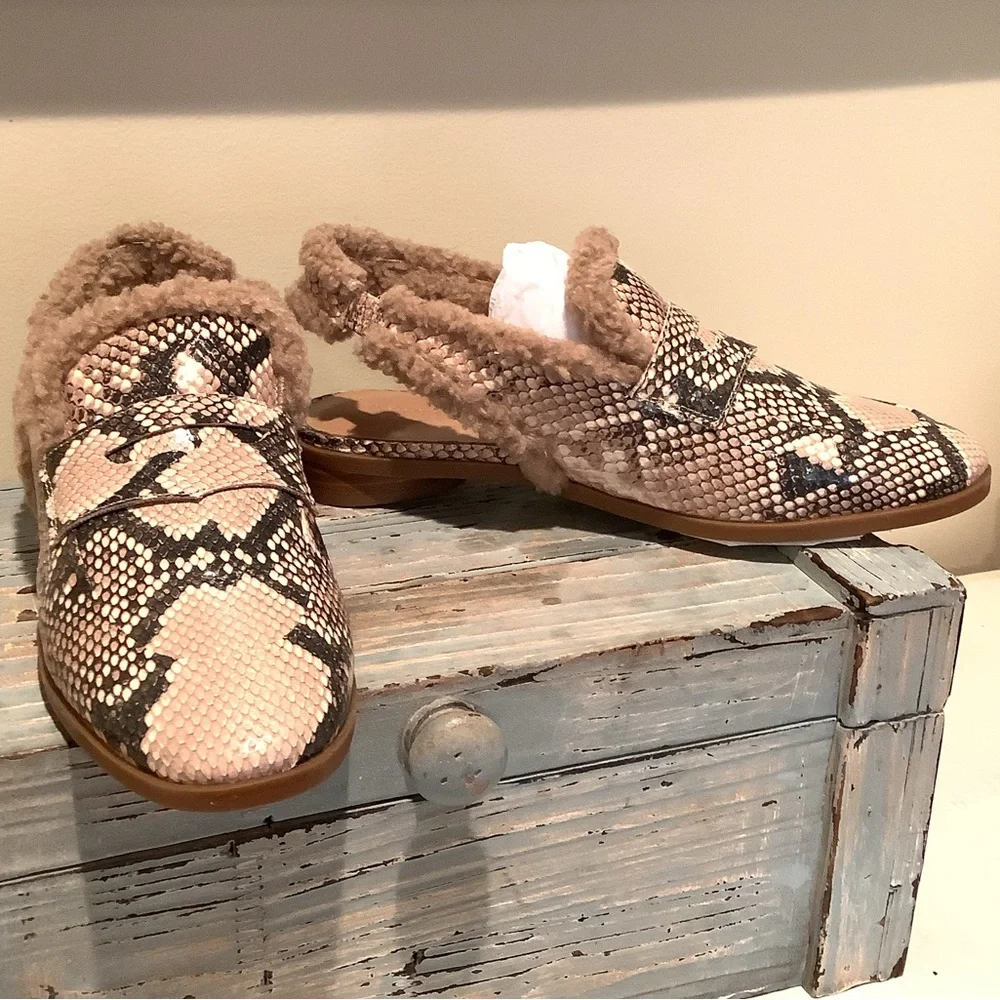 New Aerosoles GABRIELLE Fur Lined Snakeskin Print Slip On Size 7.5